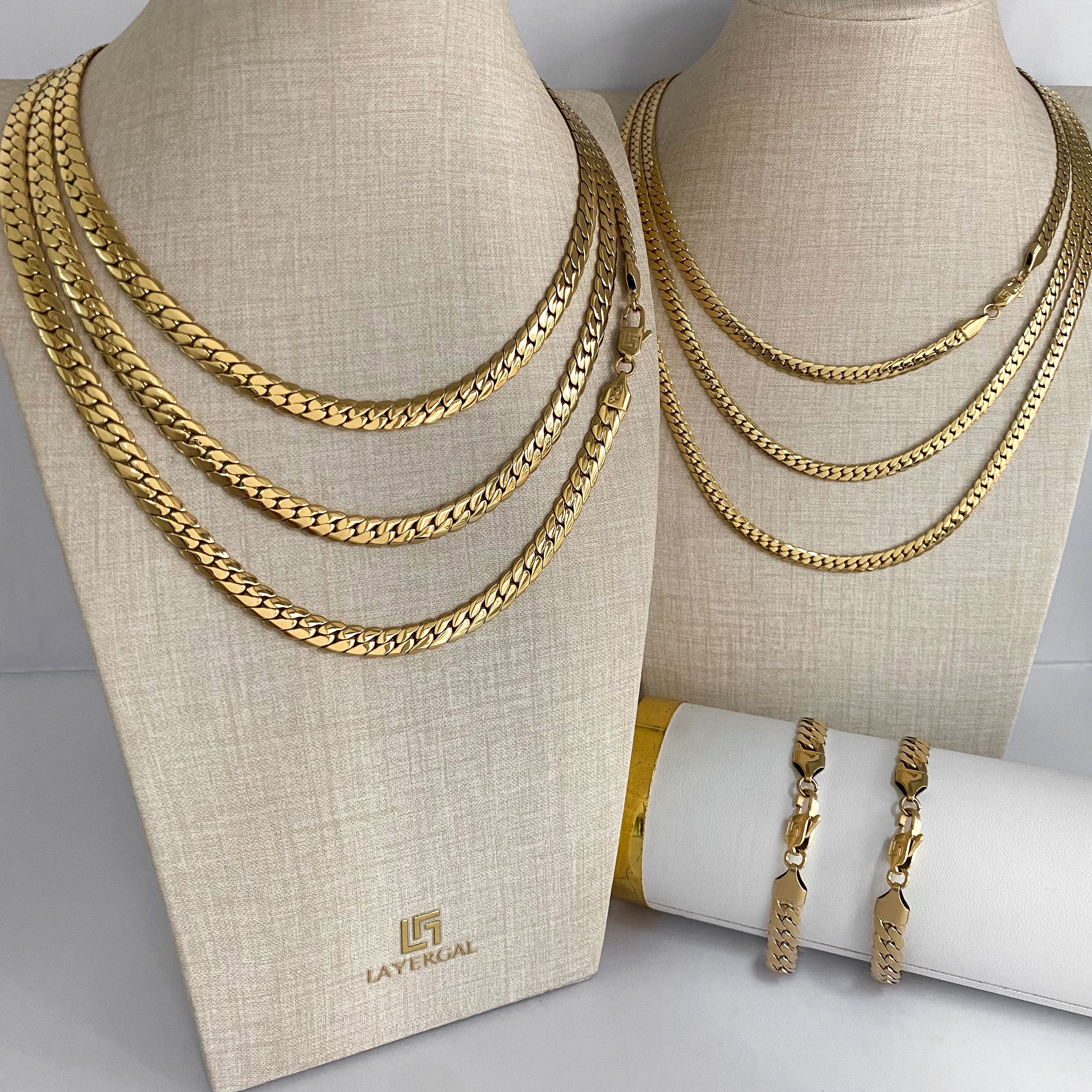 LG061 Golden NK Chain(4.5mm/6.5mm)  Necklace/Bracelet Set