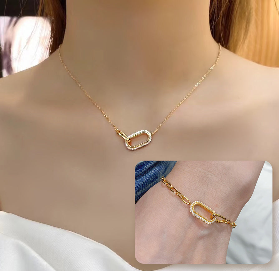 Celestial Paperclip Necklace/Bracelet Set