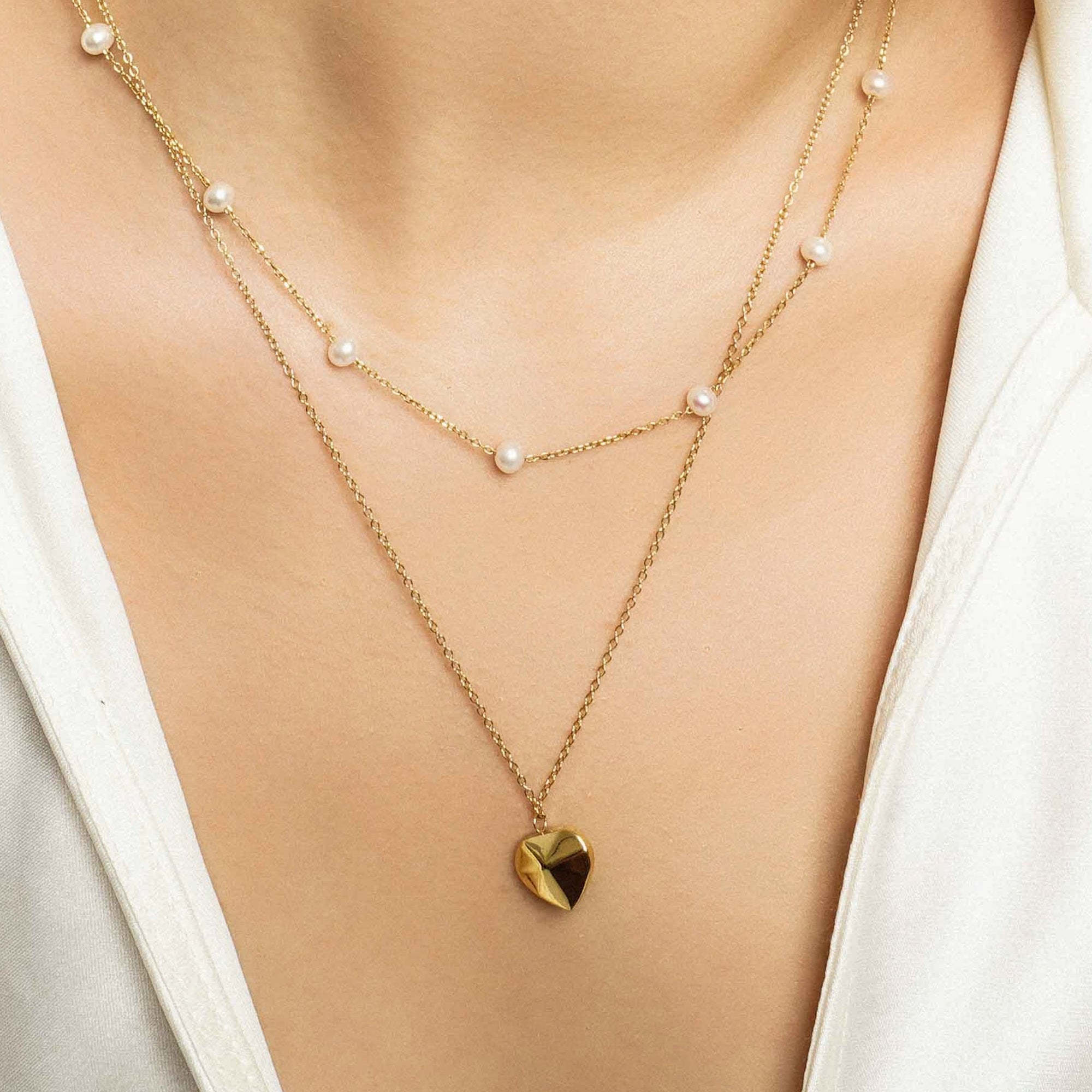 LG045 Small Sky Star Natural Pearl Necklace/Earings Set