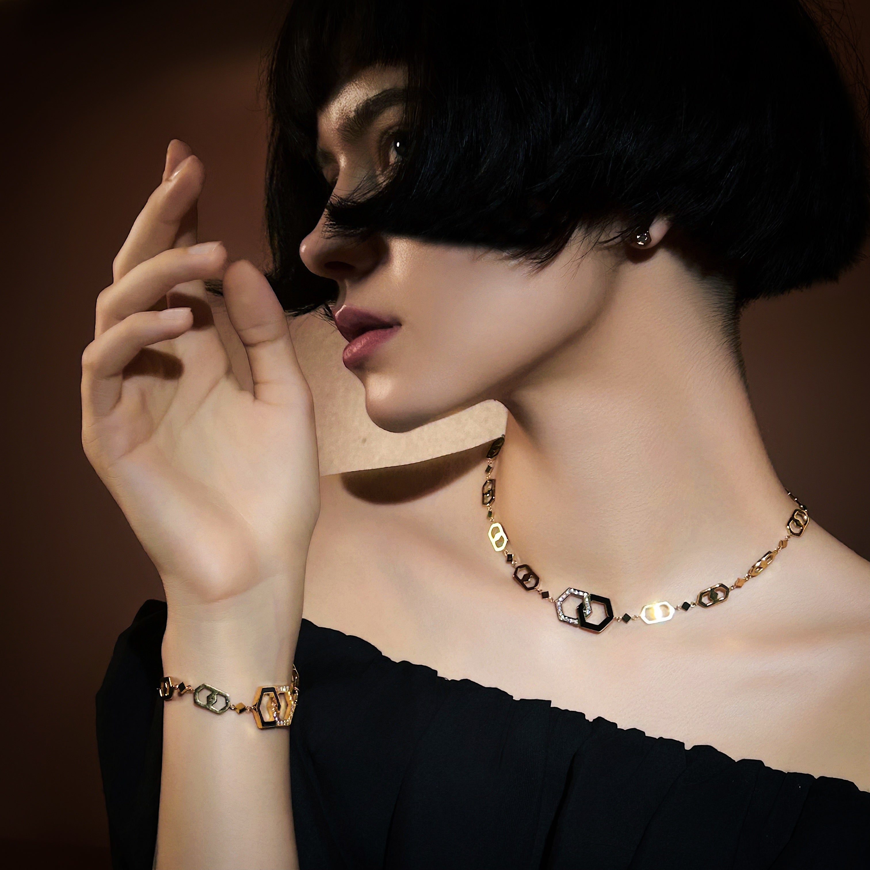 LG003 Interlinked Elegance Choker Necklace/Bracelet