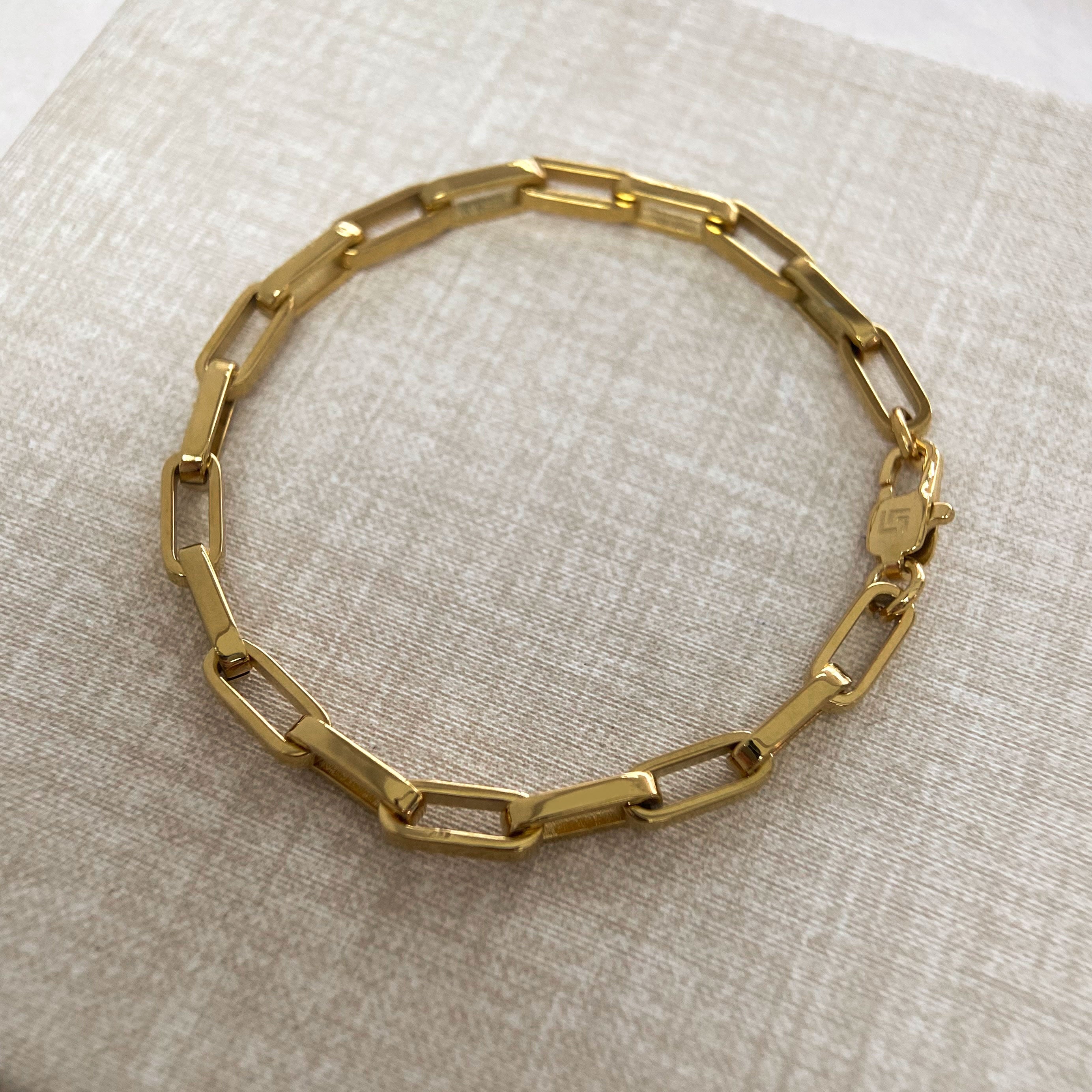 LG059 4mm Small Paper Clips Necklace/Bracelet Set