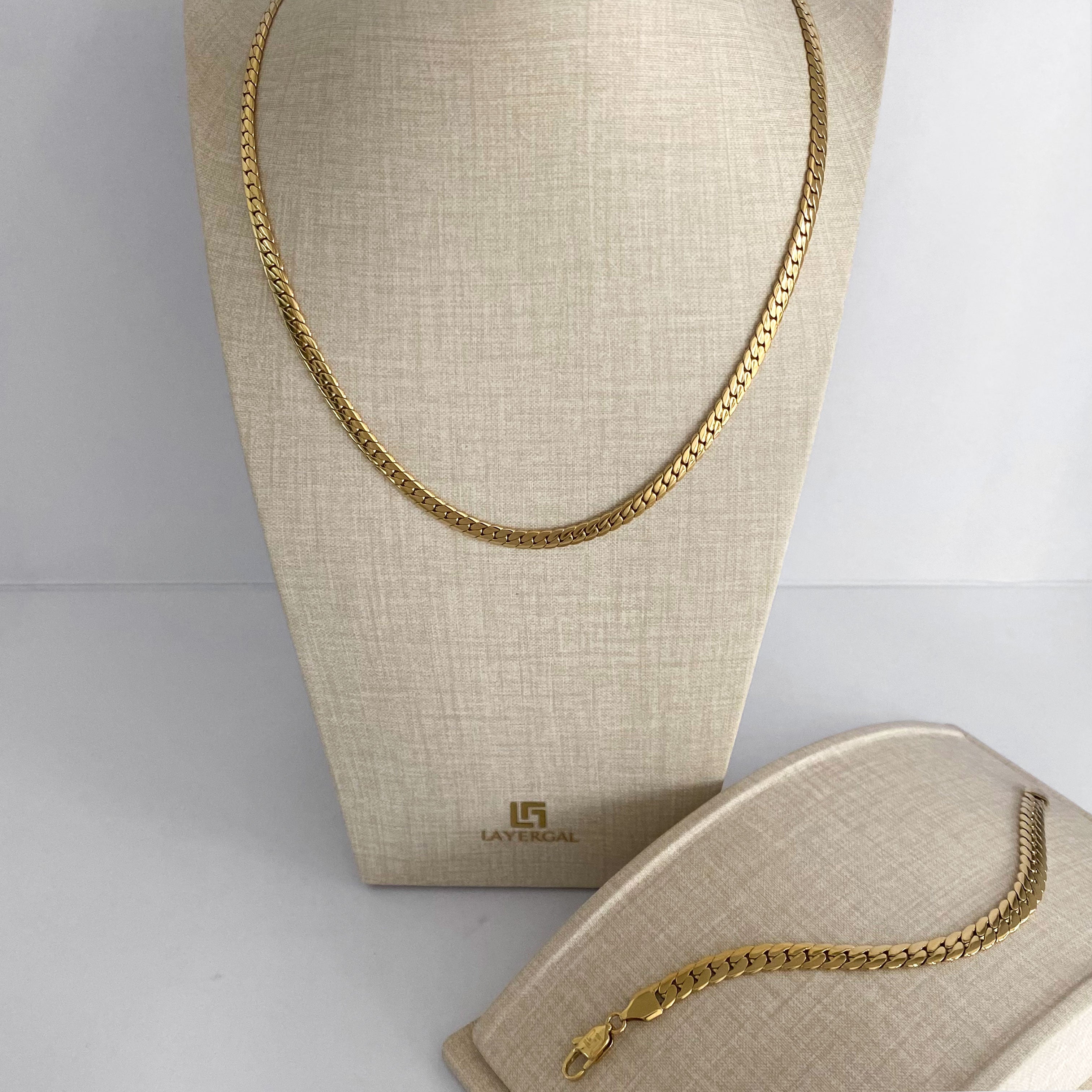 LG061 Golden NK Chain(4.5mm/6.5mm)  Necklace/Bracelet Set