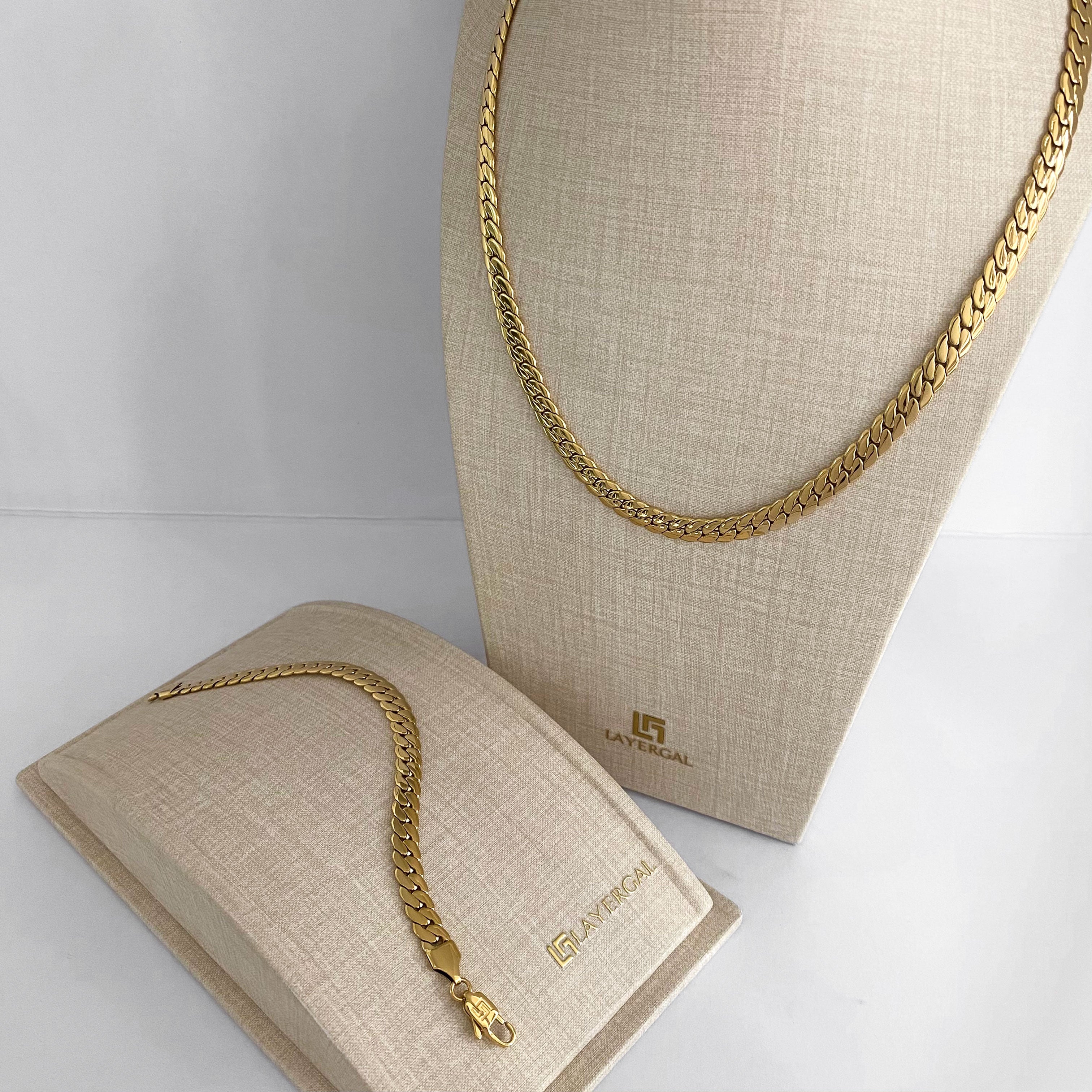 LG061 Golden NK Chain(4.5mm/6.5mm)  Necklace/Bracelet Set