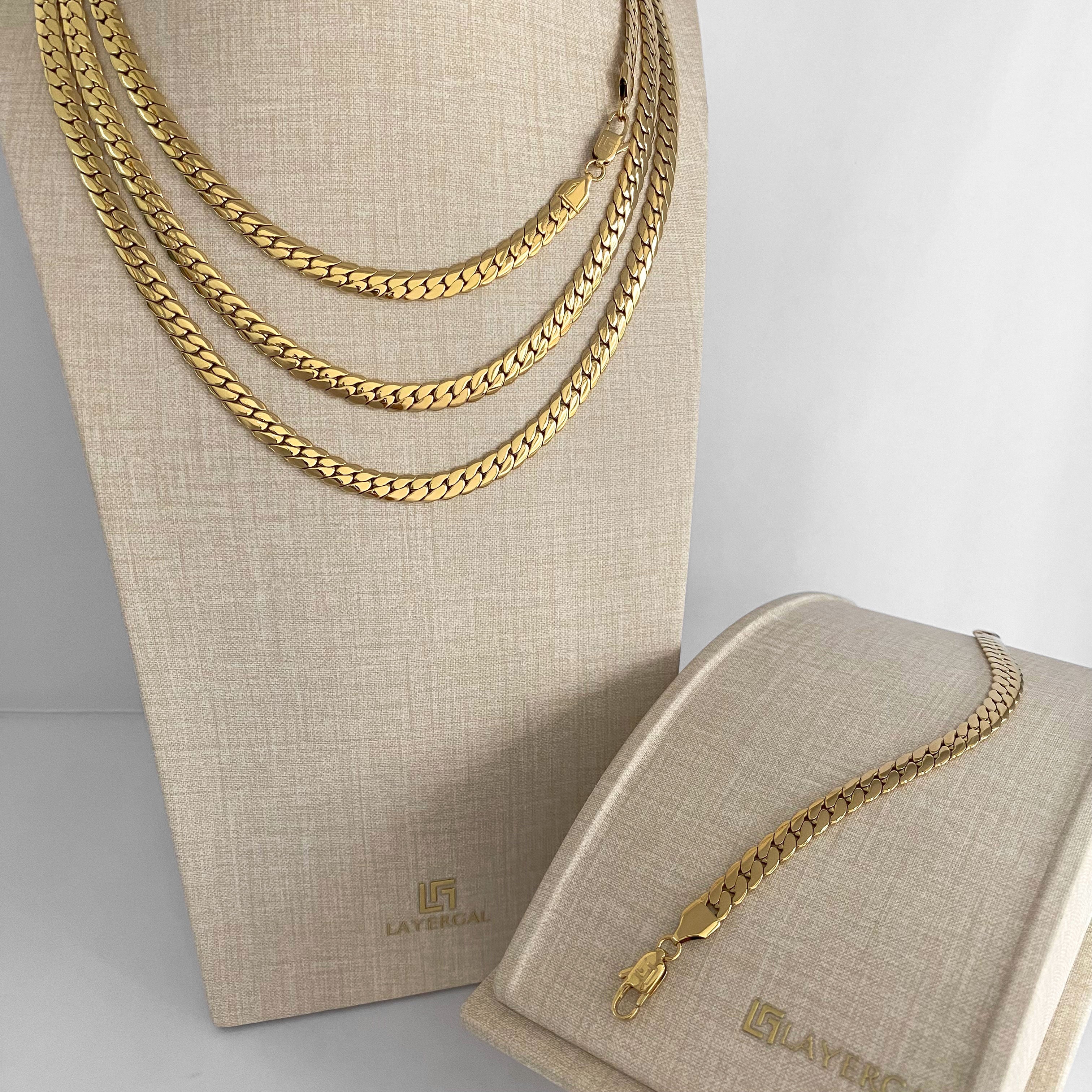 LG061 Golden NK Chain(4.5mm/6.5mm)  Necklace/Bracelet Set