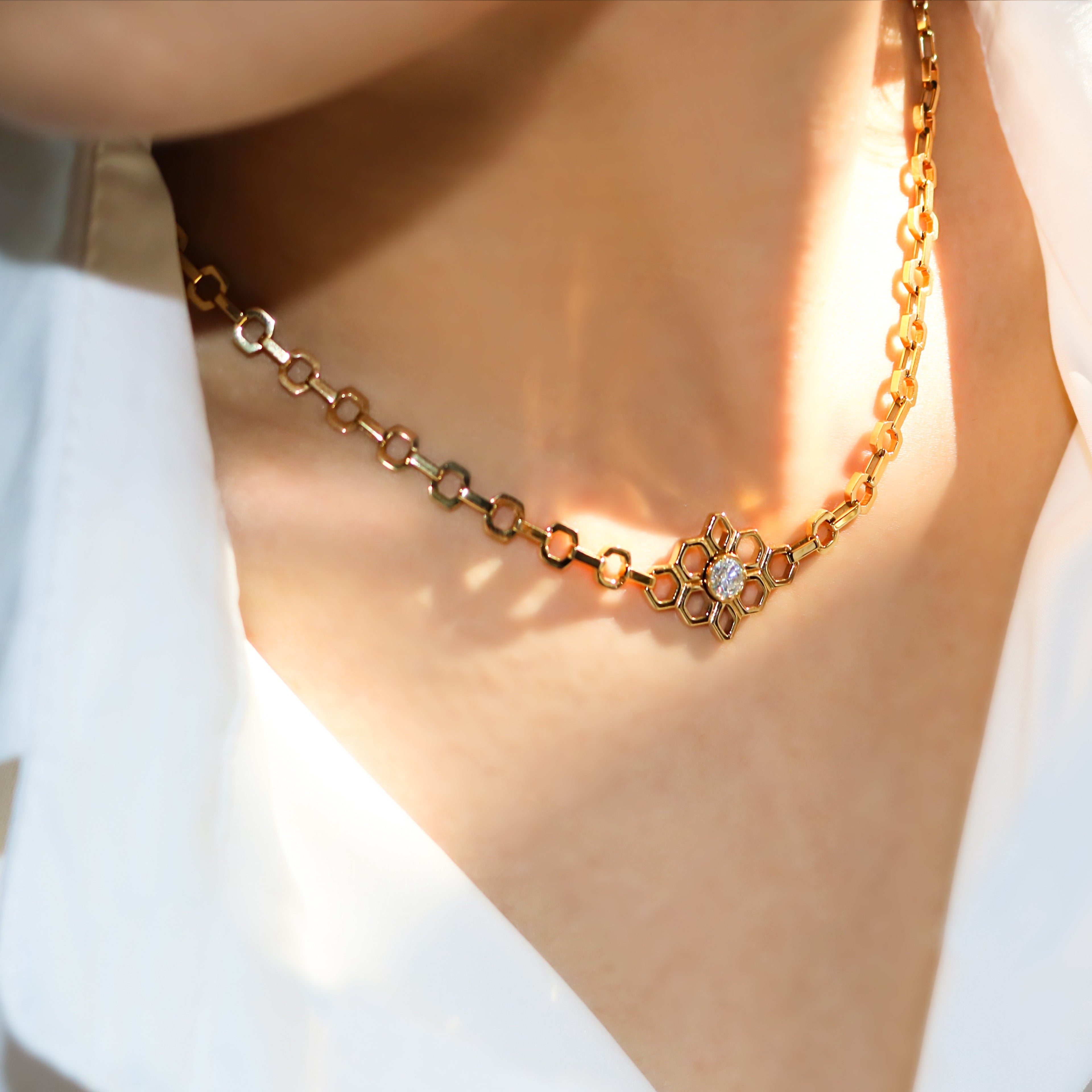 LG004 Honeycomb Bloom  Necklace/Bracelet Set