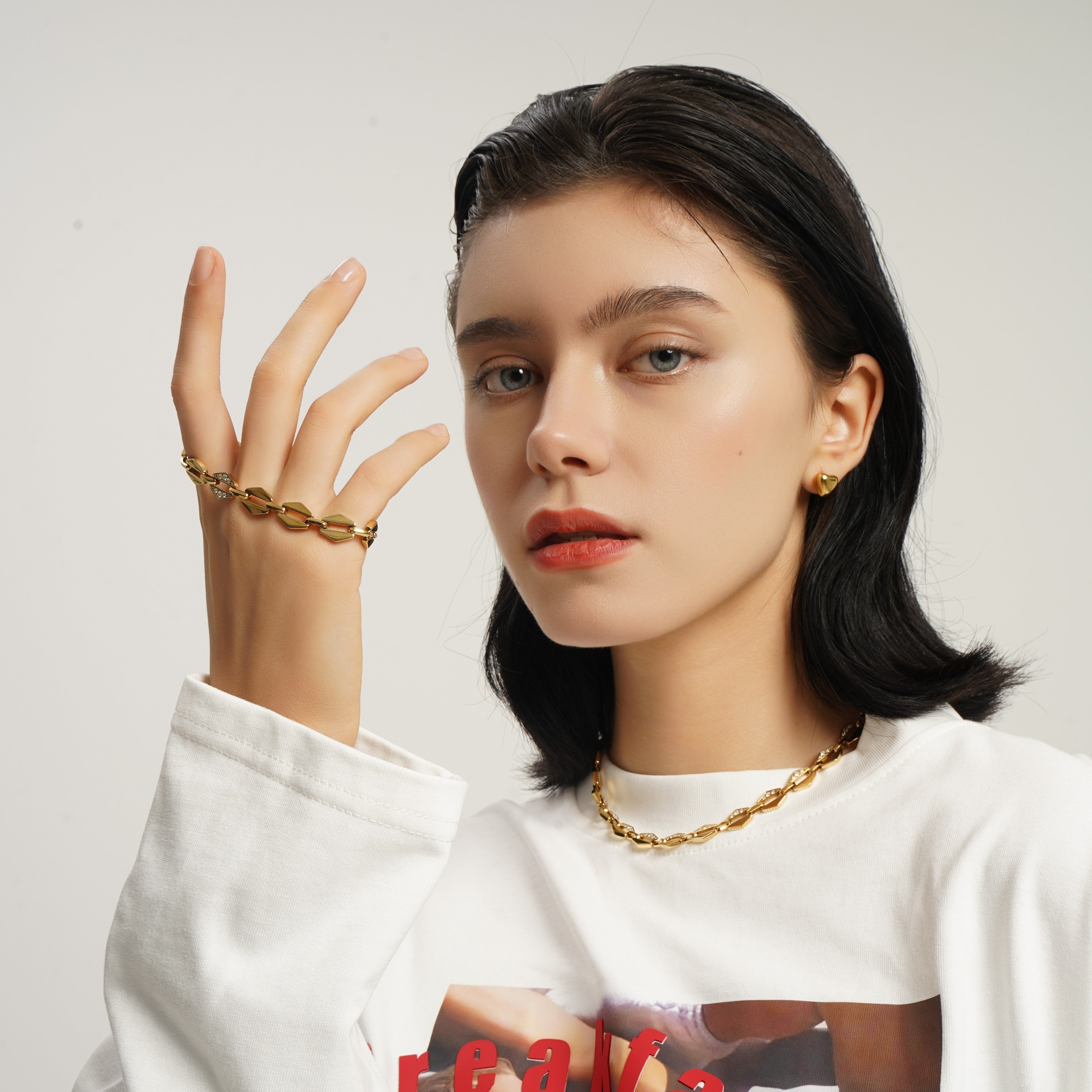 LG001 Radiant Link Choker Necklace/Bracelet Set