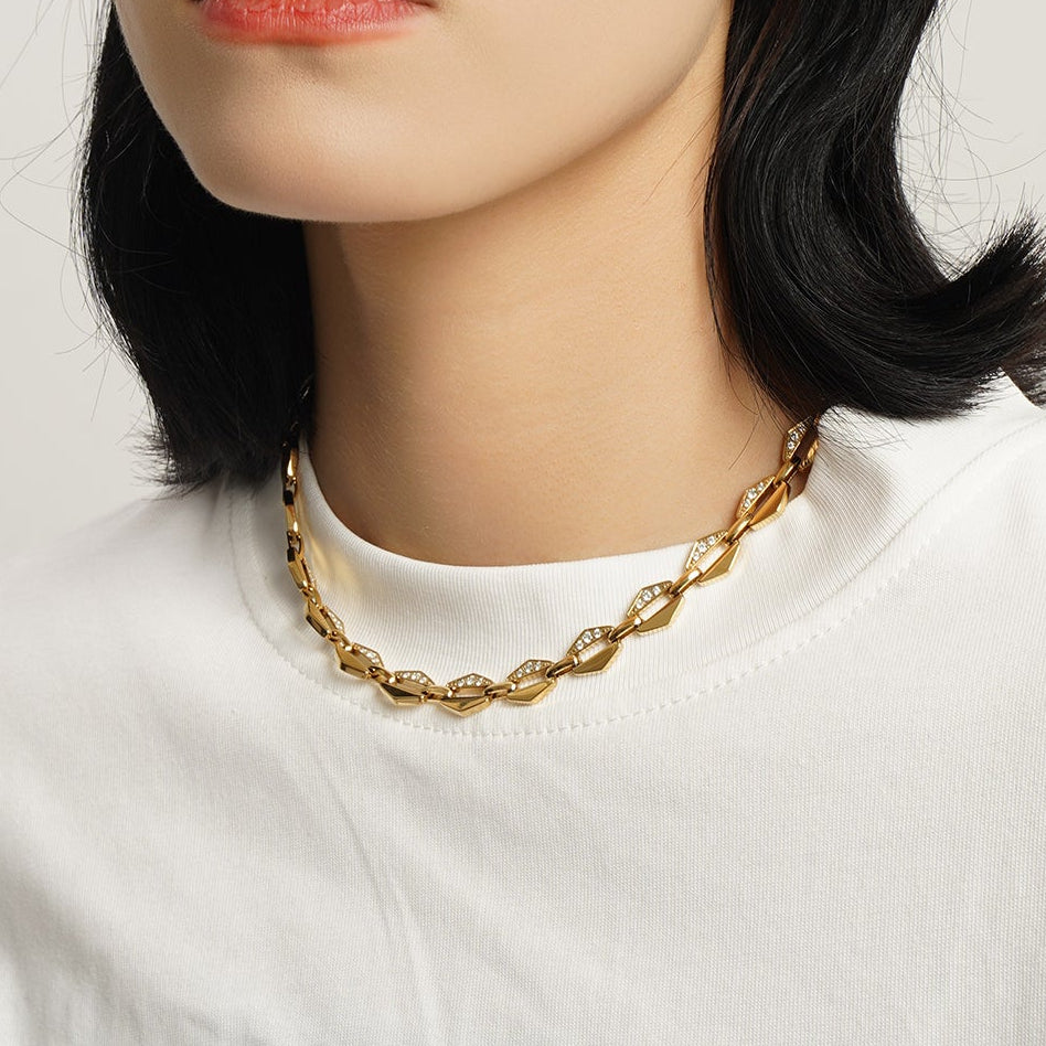 LG001 Radiant Link Choker Necklace/Bracelet Set