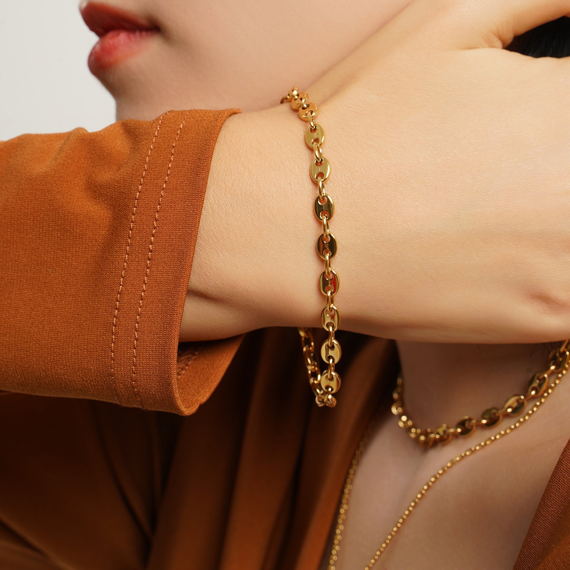 LG007 Coffee Beans Necklace / Bracelet Set