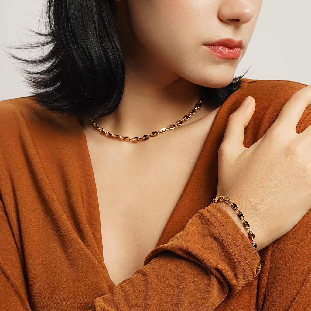 LG007 Coffee Beans Necklace / Bracelet Set