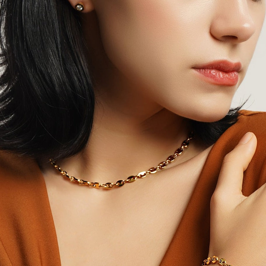 LG007 Coffee Beans Necklace / Bracelet Set