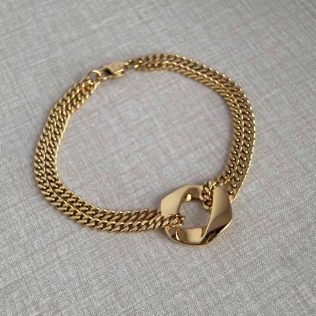 LG056 Double Cuba Chain Set Necklace/Bracelet/Earrings Casual