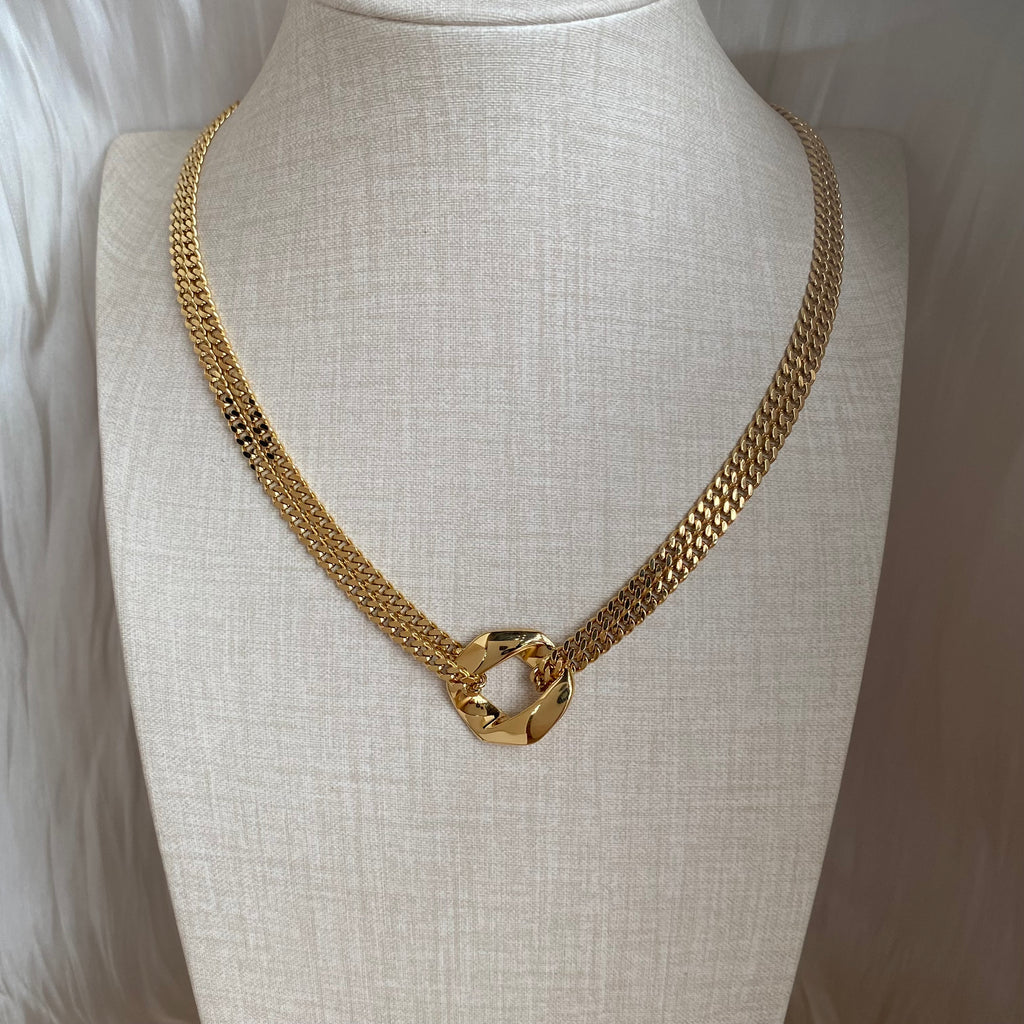 LG056 Double Cuba Chain Set Necklace/Bracelet/Earrings Casual