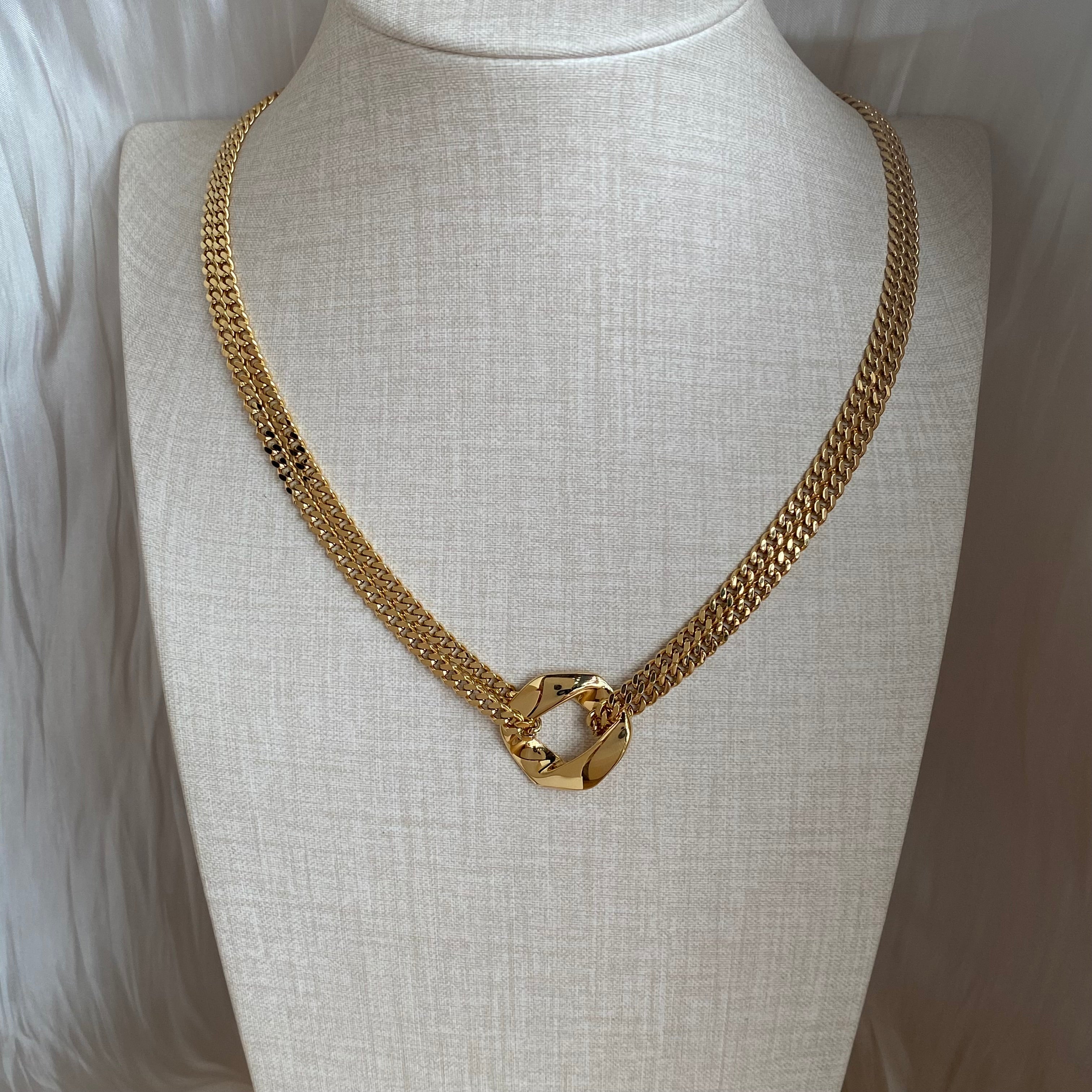 LG056 Double Cuba Chain Set Necklace/Bracelet/Earrings Casual