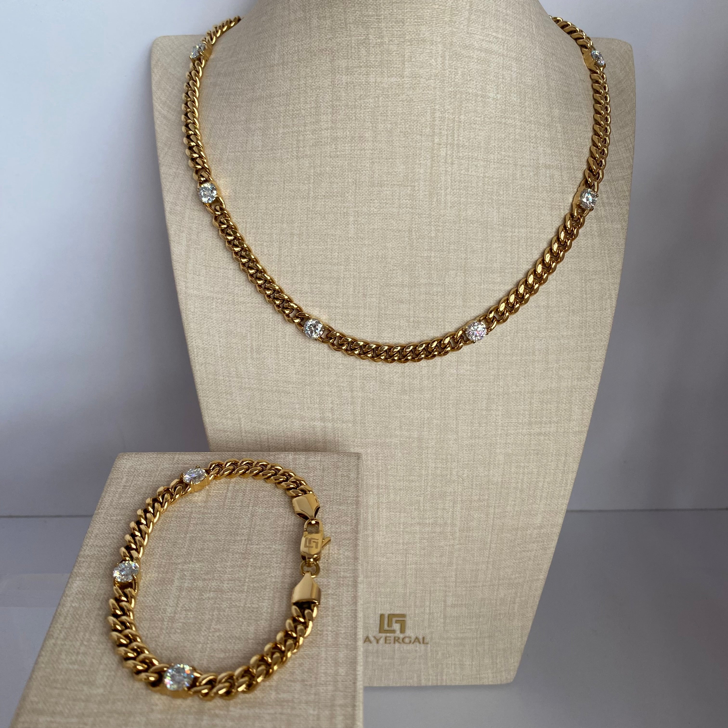LG047 Golden Radiance Choker Moissanite Necklace/Bracelet Set