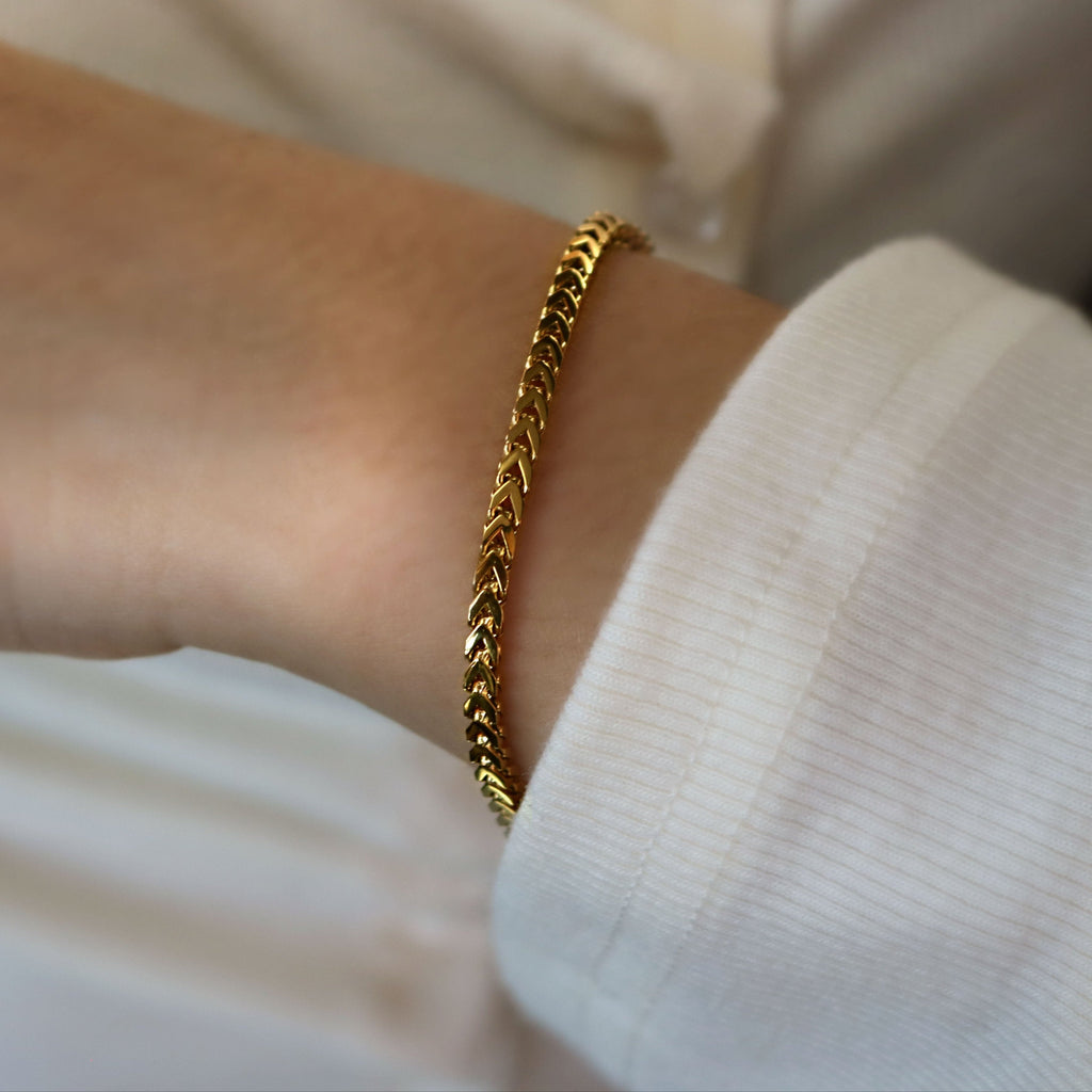 LG048 Golden Link Harmony Choker Necklace/Bracelet Set