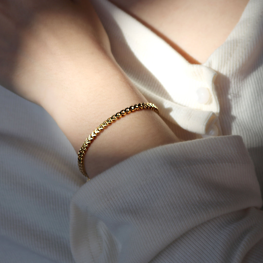 LG048 Golden Link Harmony Choker Necklace/Bracelet Set