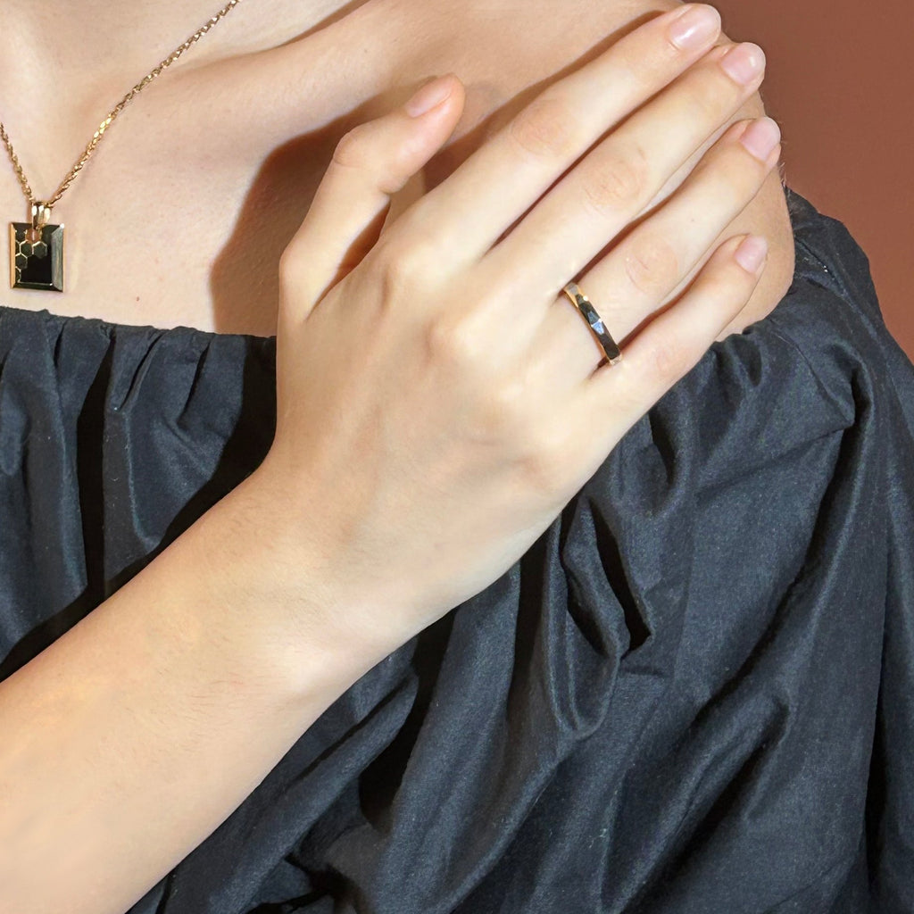 LG036 Two-Tone Facet Harmony Ring