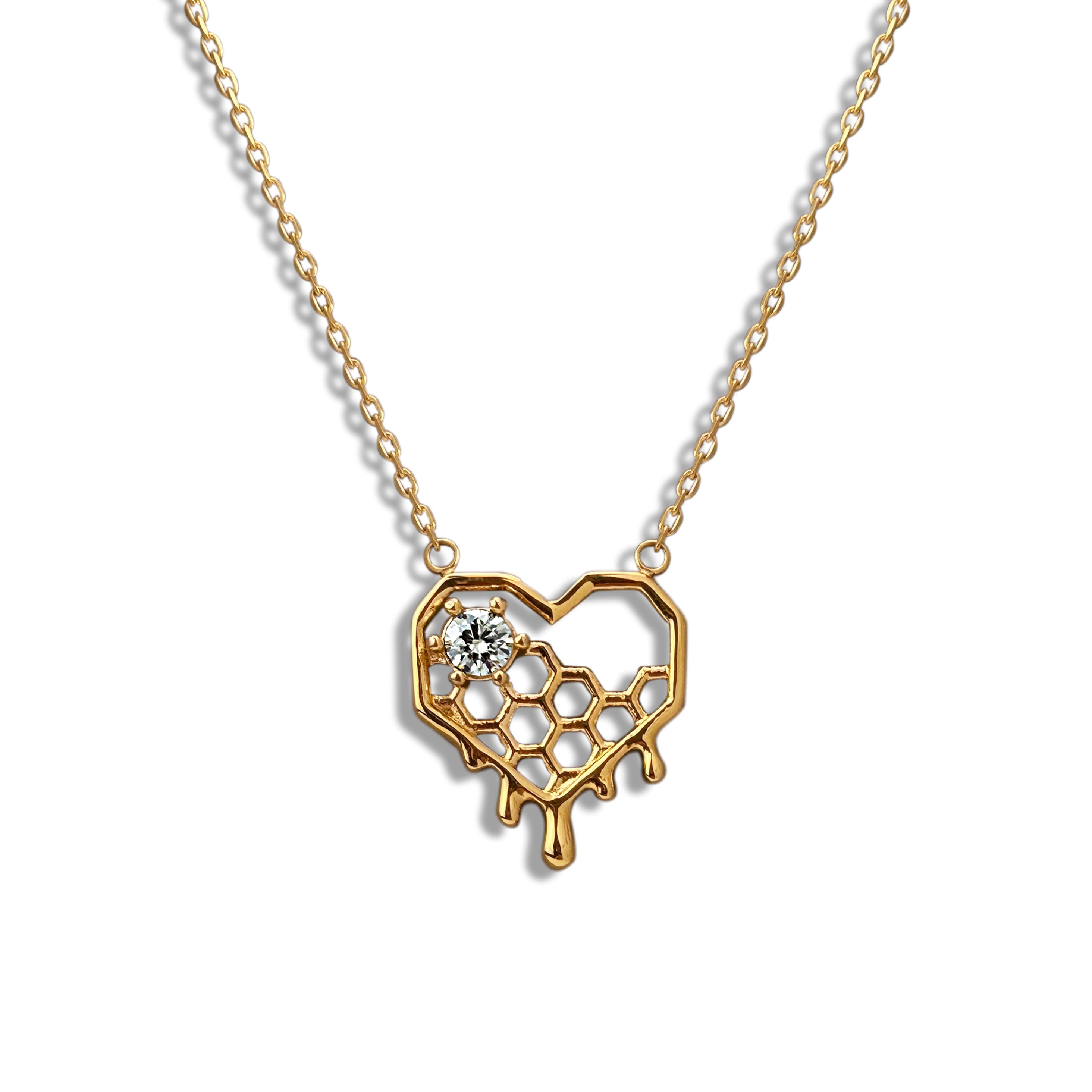 LG015  Honey Drip Heart Pendant Necklace