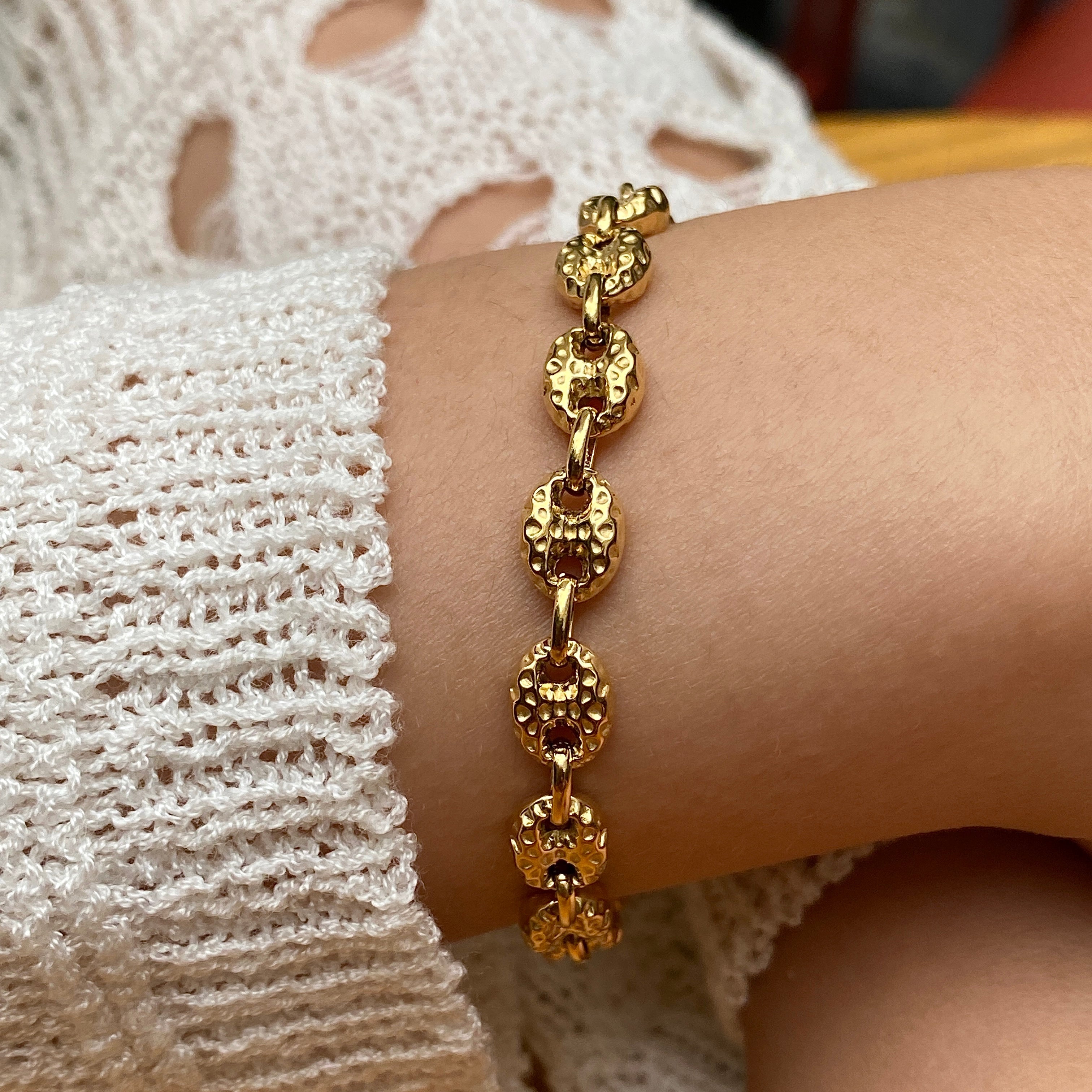 LG052 Embossing Coffee Beans Necklace/Bracelet Set