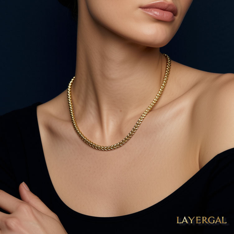 LG048 Golden Link Harmony Choker Necklace/Bracelet Set