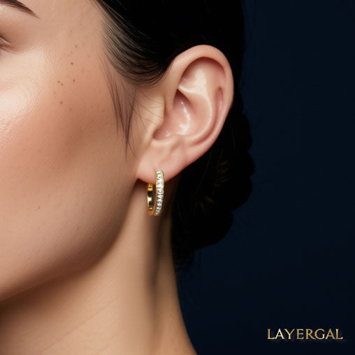 LG029 Radiant Hoop Moissanite Earrings