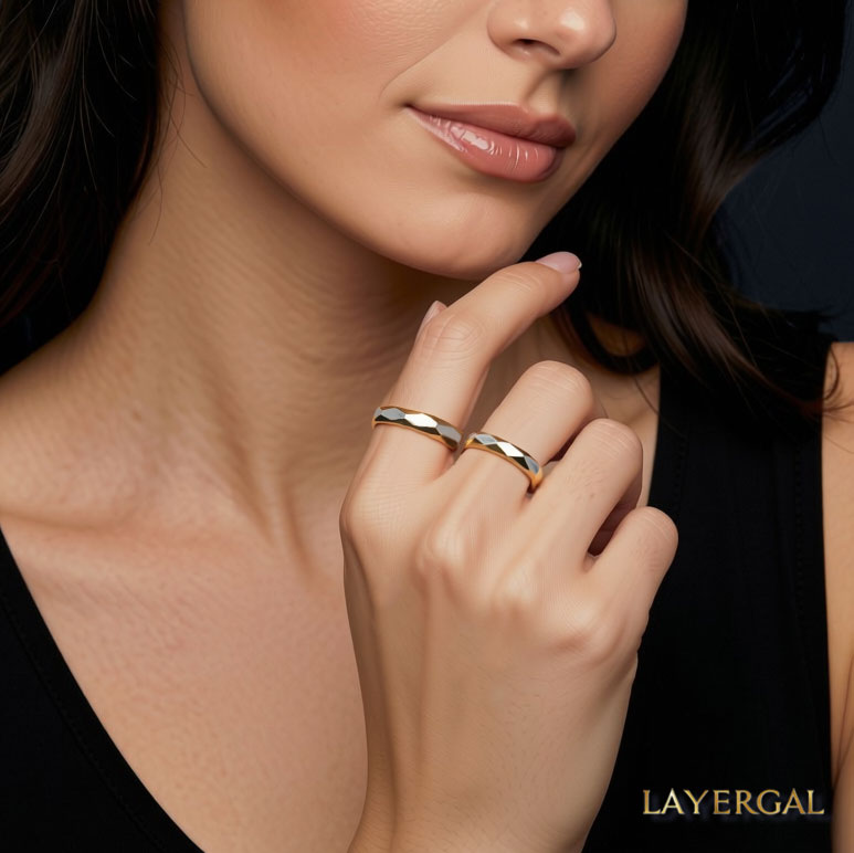 LG036 Two-Tone Facet Harmony Ring