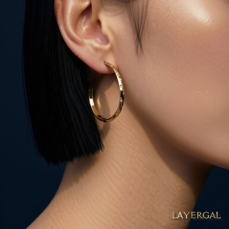 LG049 Shining Hoop(20/30mm) Moissanite Earrings