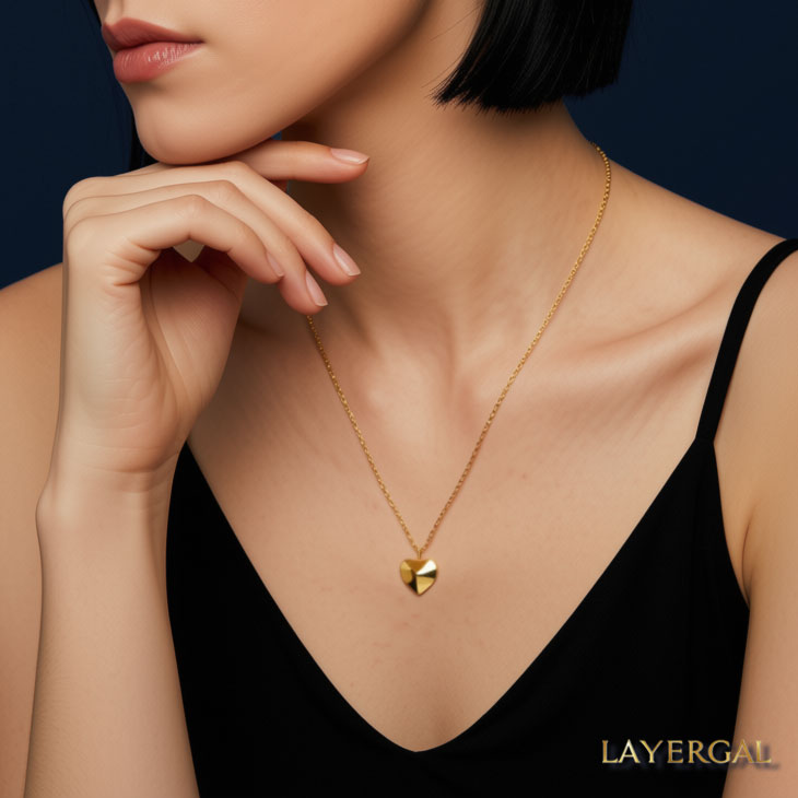 LG018 Facet Heart Pendant Necklace/Earrings Set