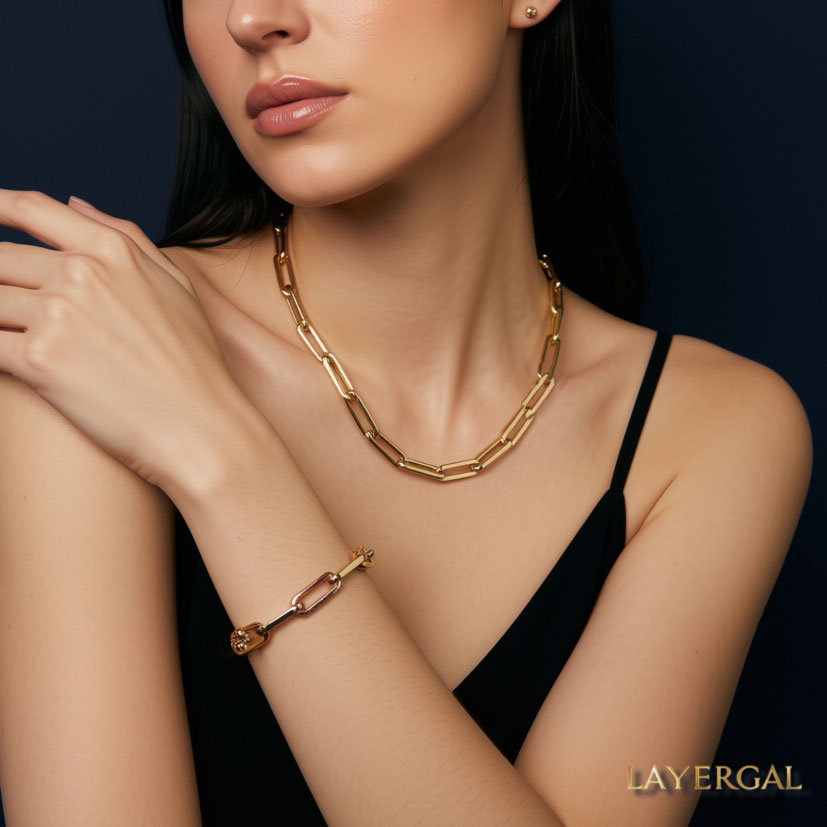 LG009 Paperclips Necklace/Bracelet Set