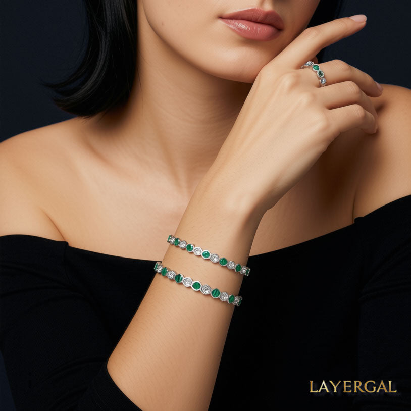 LG038 Hexa Glow Malachite Bangle