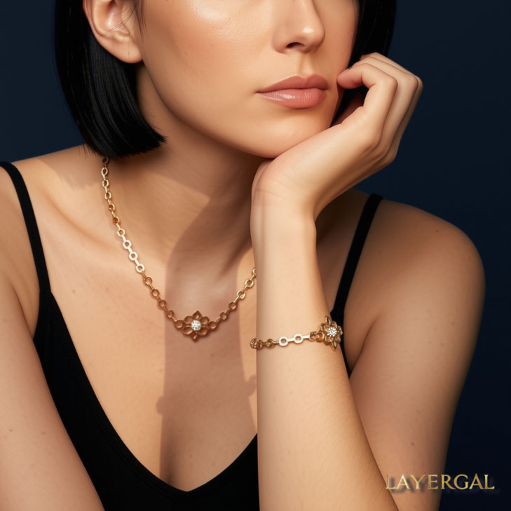 LG004 Honeycomb Bloom  Necklace/Bracelet Set