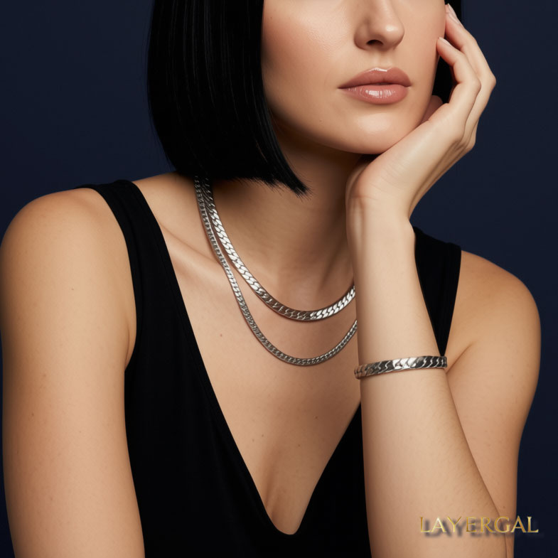 LG060 NK(4.5mm/6.5mm) Chain Necklace/Bracelet Set