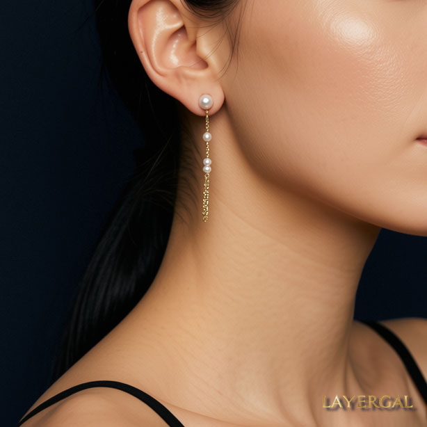 LG042 Sparkly Natural Pearl Earrings/Neckalce
