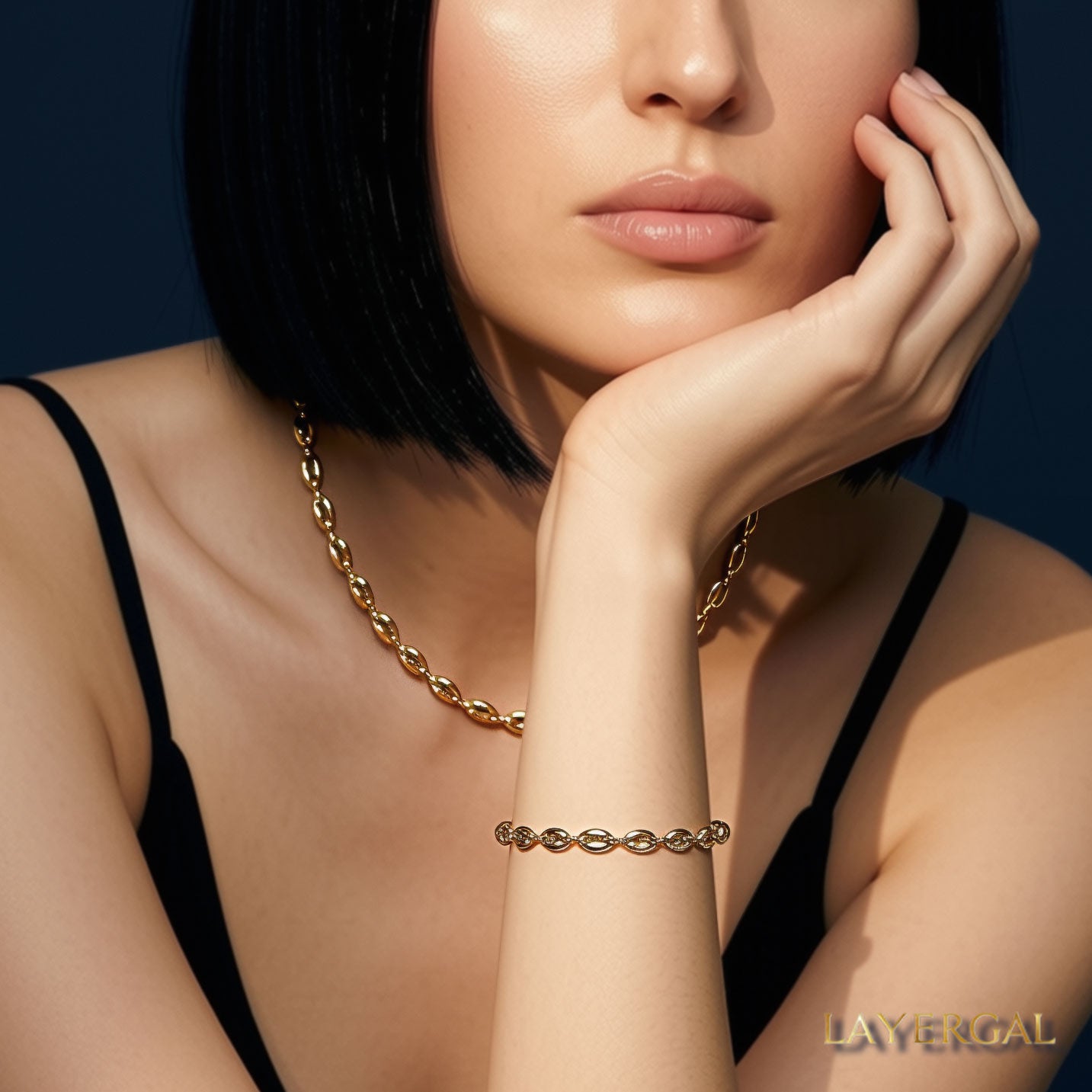 LG051 Elegant Coffee Beans Necklace/Bracelet Set