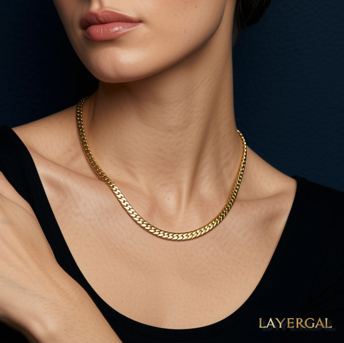 LG061 Golden NK Chain(4.5mm/6.5mm)  Necklace/Bracelet Set