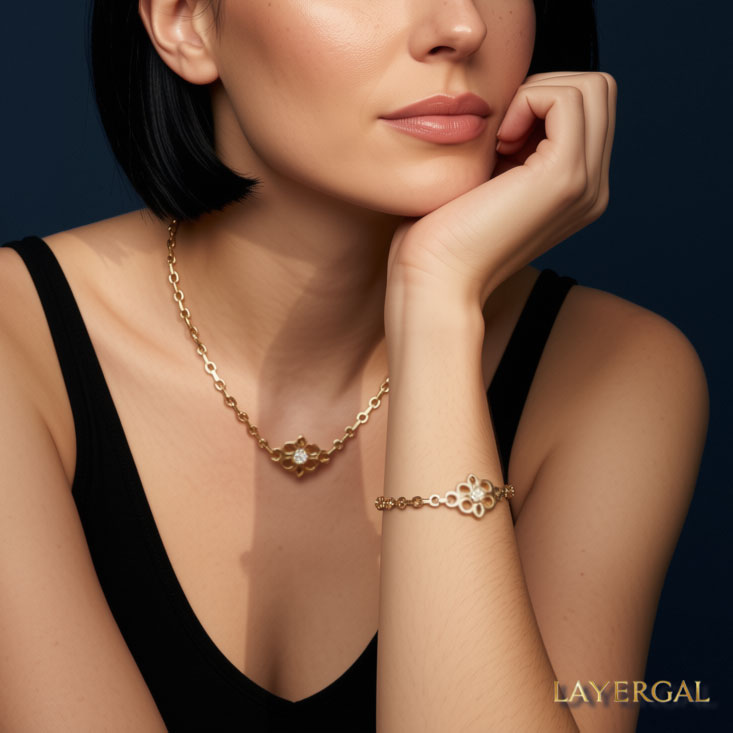 LG004 Honeycomb Bloom  Necklace/Bracelet Set