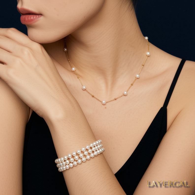 LG046  Big Sky Star Natural Pearl Necklace/Bracelet