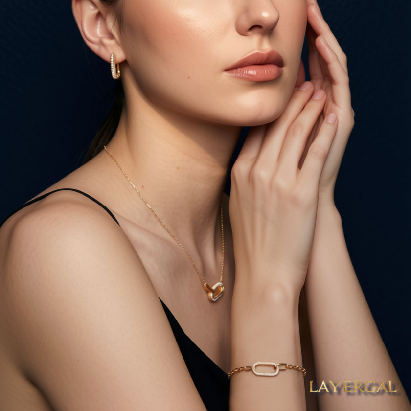 LG119 Celestial Paperclip Necklace/Bracelet Set