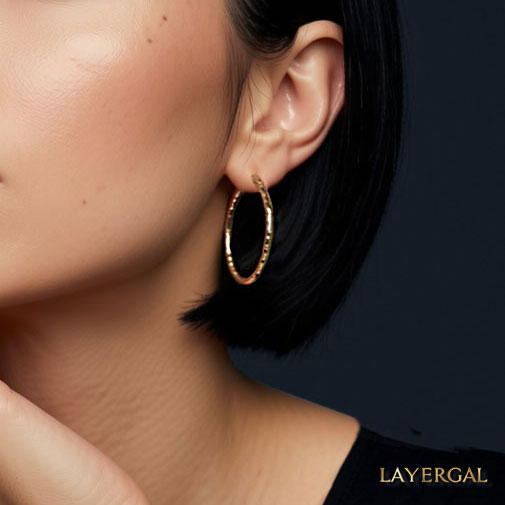 LG050 Embossing Hoop(20/30mm) Earrings