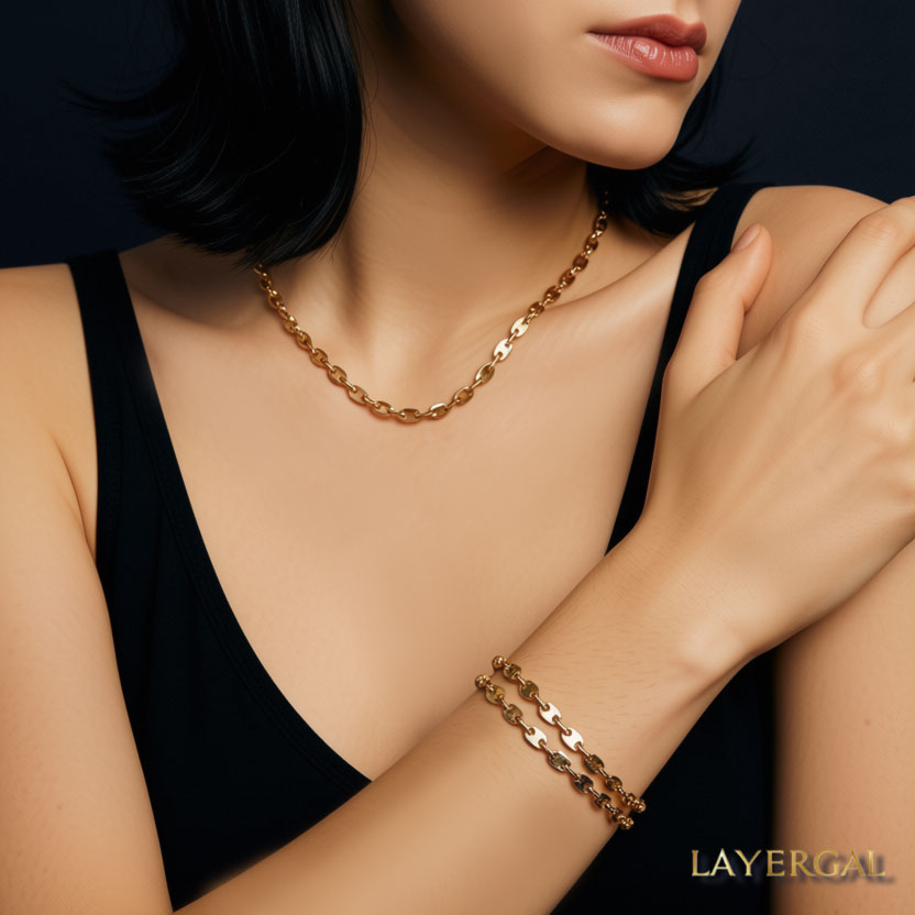 LG007 Coffee Beans Necklace / Bracelet Set