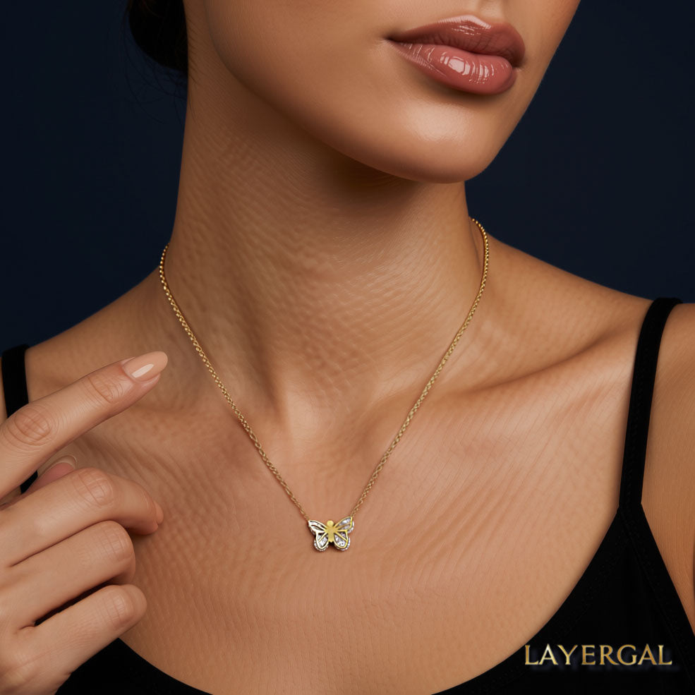 LG054 Butterfly Moissanite pendant necklace
