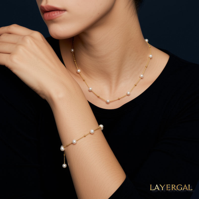 LG046  Big Sky Star Natural Pearl Necklace/Bracelet