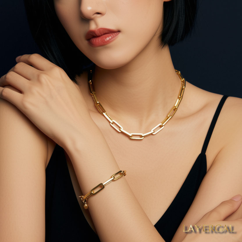 LG009 Paperclips Necklace/Bracelet Set