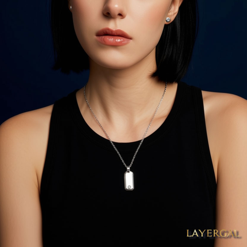 LG024 Radiant Tag Pendant Necklace