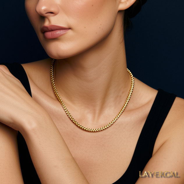 LG048 Golden Link Harmony Choker Necklace/Bracelet Set