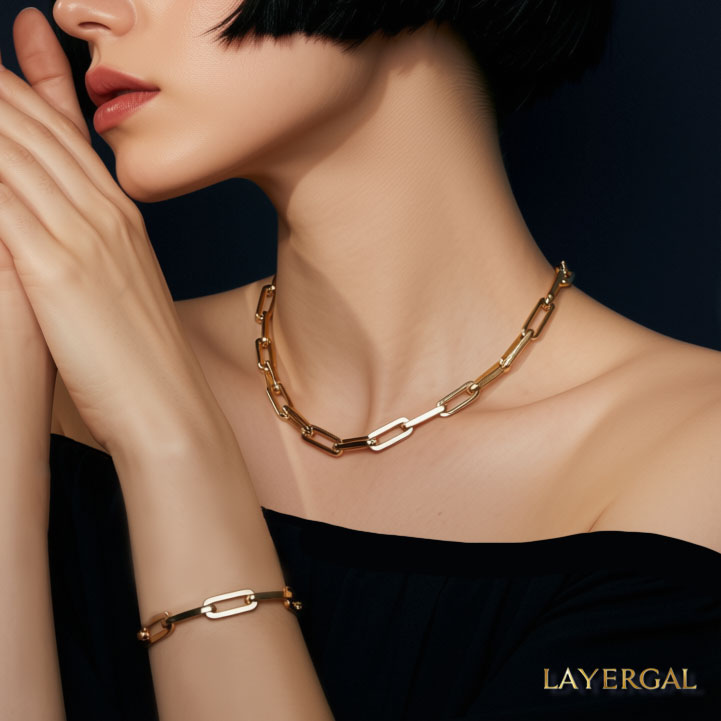 LG009 Paperclips Necklace/Bracelet Set