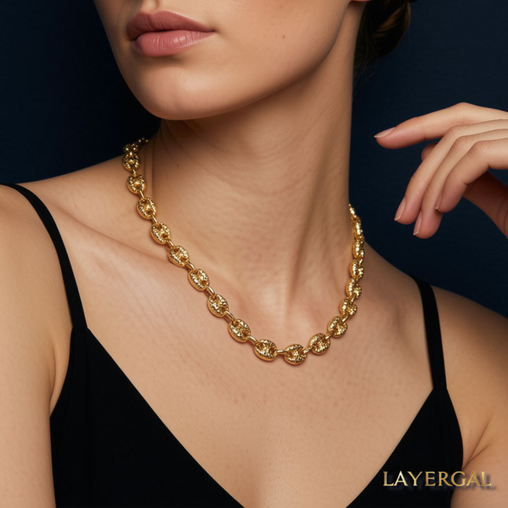 LG052 Embossing Coffee Beans Necklace/Bracelet Set