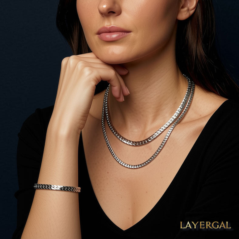 LG060 NK(4.5mm/6.5mm) Chain Necklace/Bracelet Set