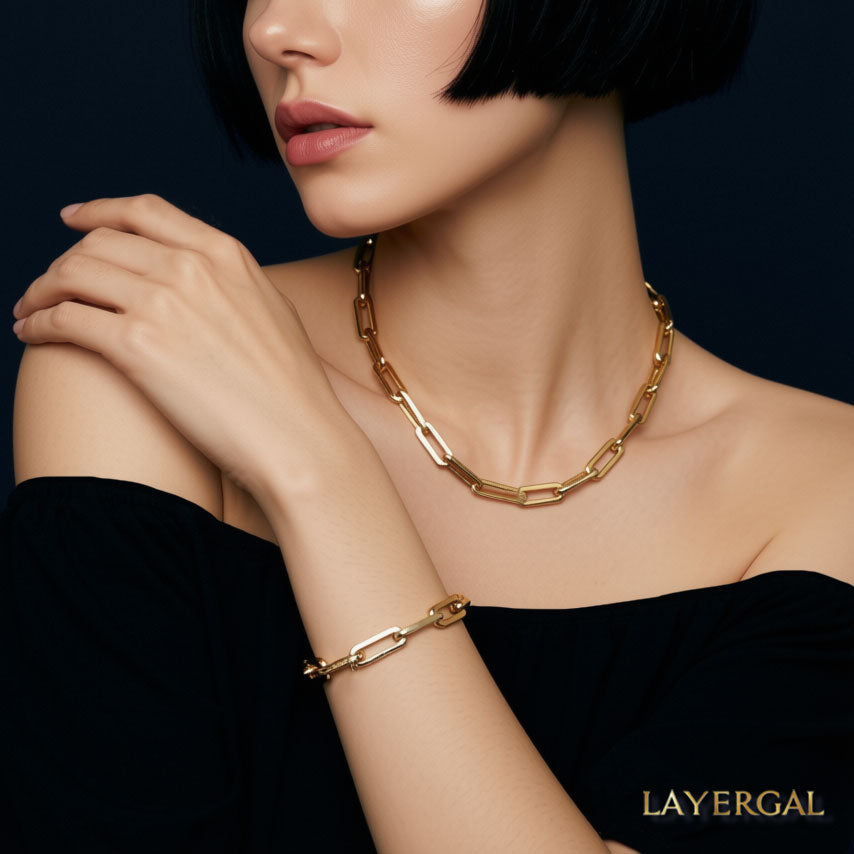 LG009 Paperclips Necklace/Bracelet Set
