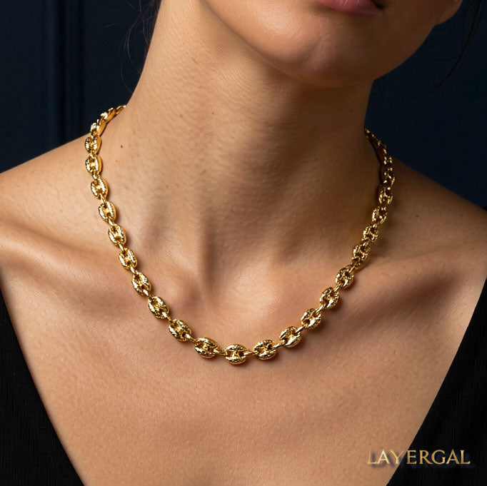 LG052 Embossing Coffee Beans Necklace/Bracelet Set
